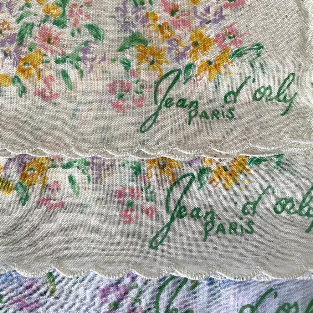 Vintage NEW Jean d'orly Paris Signed Handkerchiefs 100% Cotton Qty 12 - Picture 4 of 6